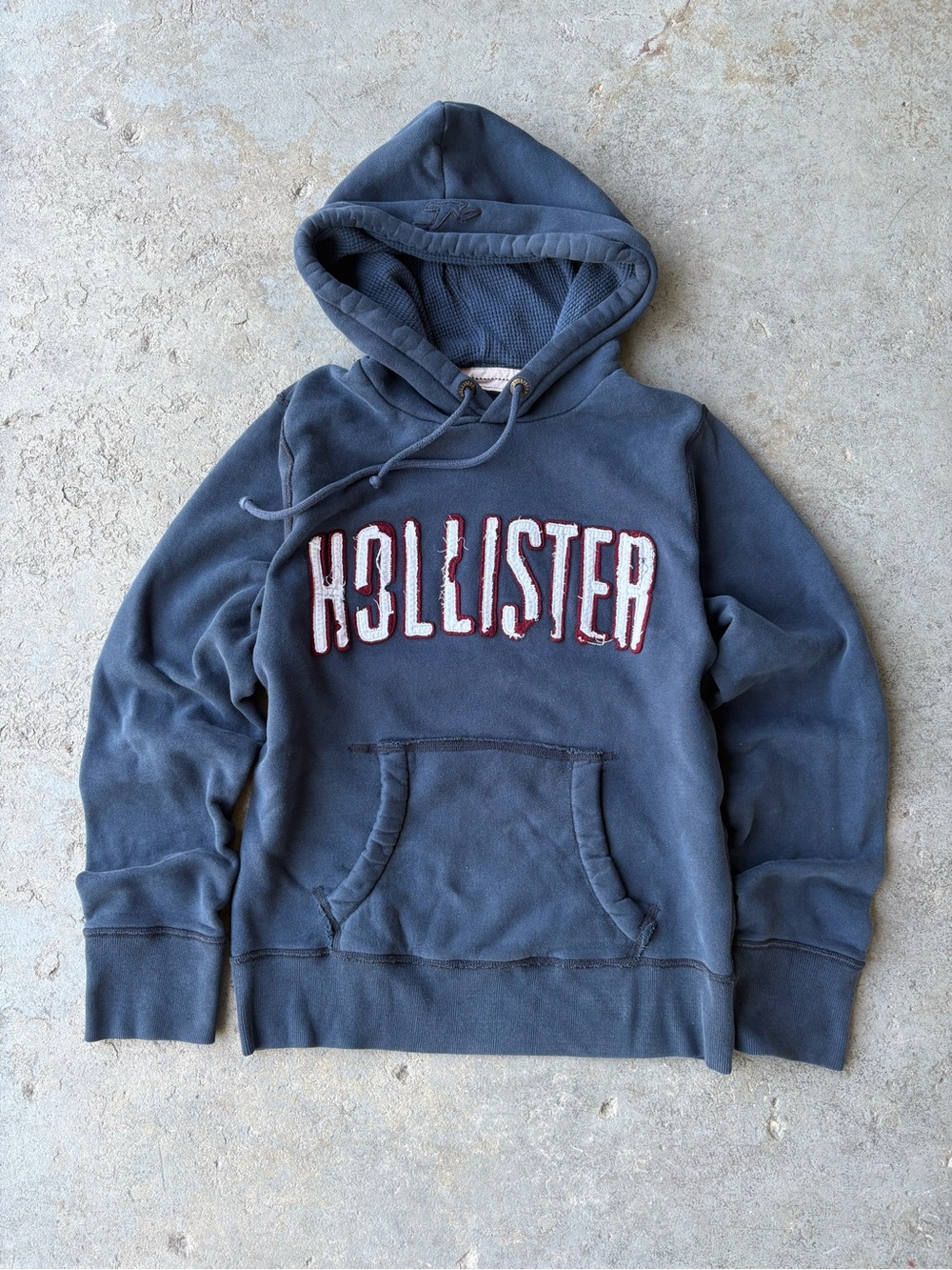 Men’s Y2K Vintage Hollister Men's Navy Hooded Sweatshirt